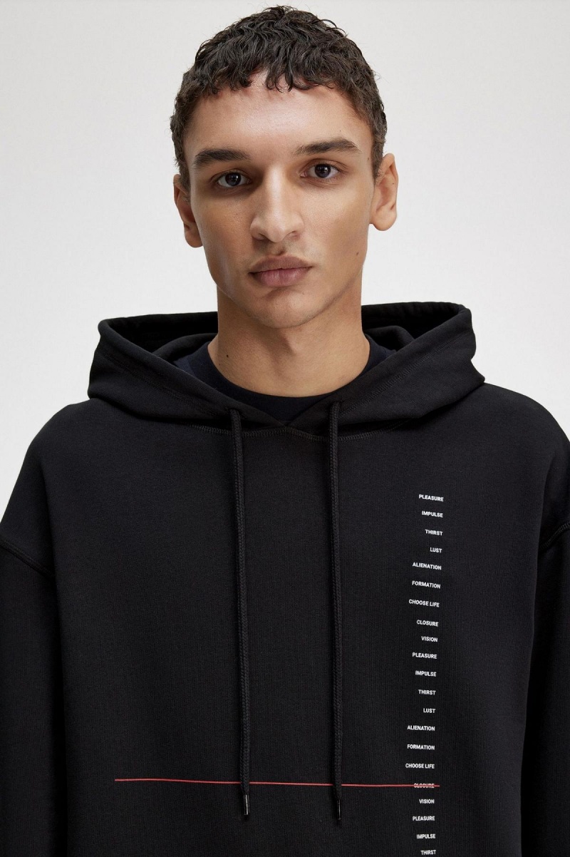 Fred Perry Printed Hooded Tröjor Herr Svarta | BSESO11396