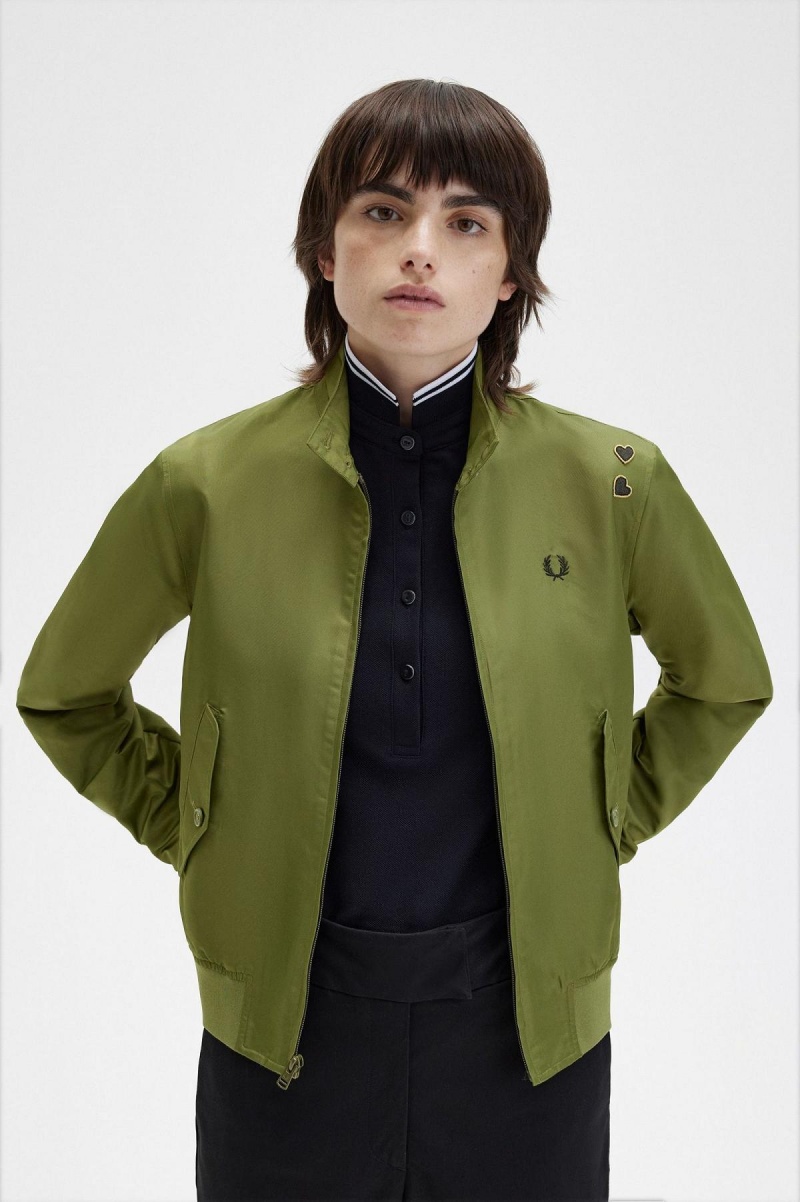 Fred Perry Printed Lining Zip-Through Rockar Dam Gröna | ASEWC46342