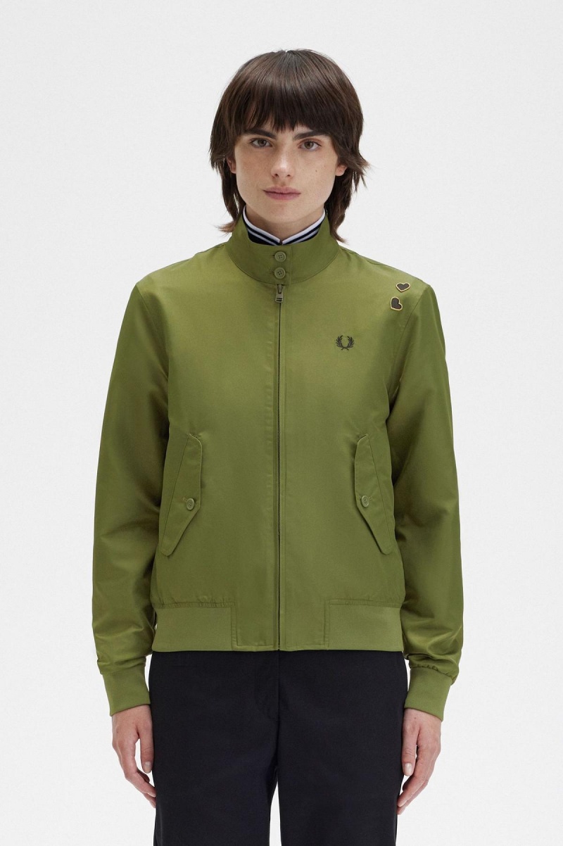 Fred Perry Printed Lining Zip-Through Rockar Dam Gröna | ASEWC46342