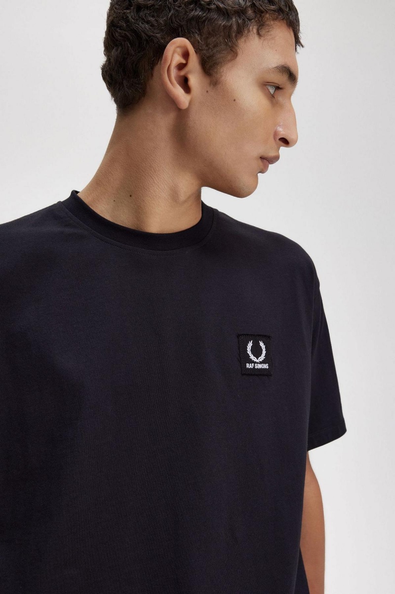 Fred Perry Printed Patch Relaxed T-shirt Herr Svarta | BSESD89518