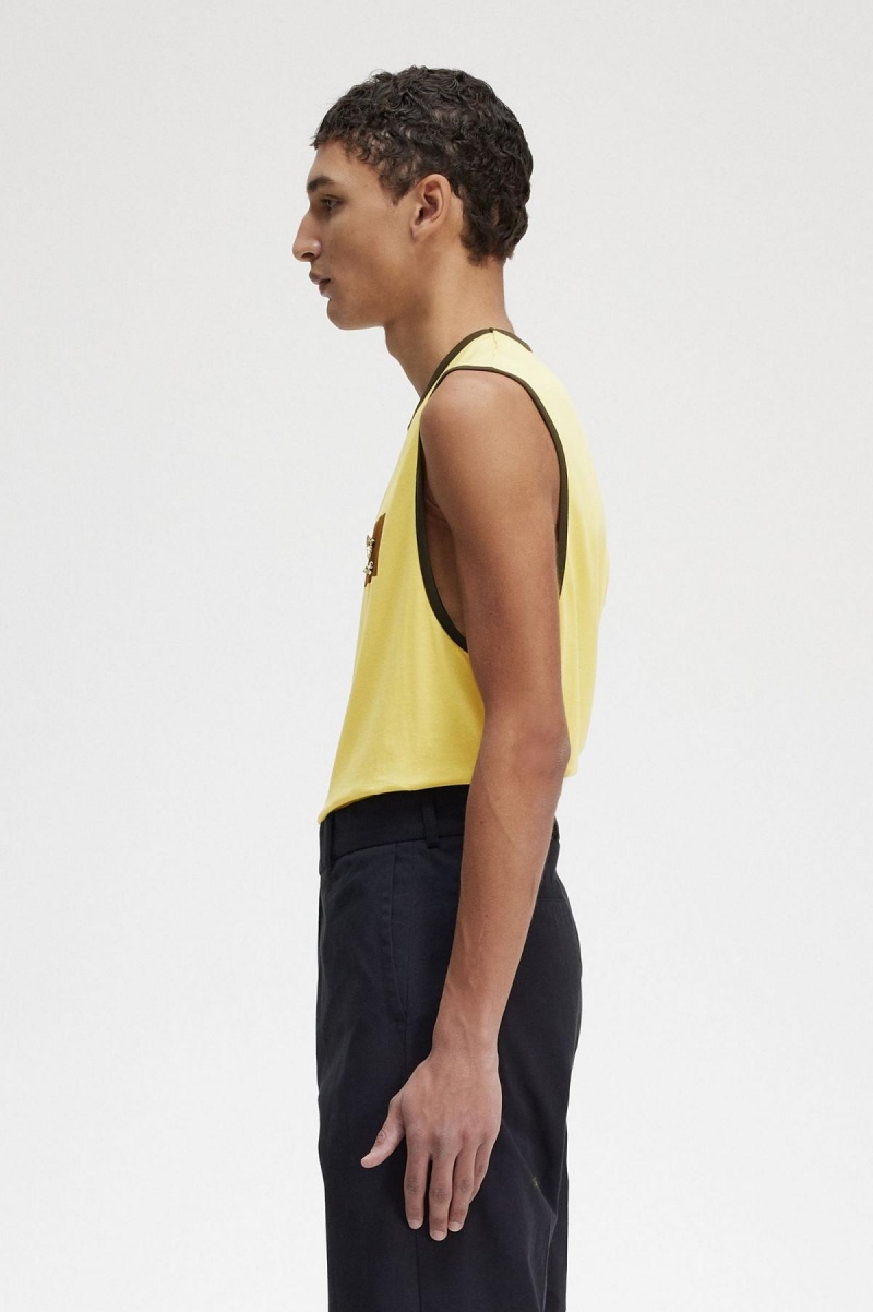 Fred Perry Printed Vest T-shirt Herr Dirty Lime | SSENY88596