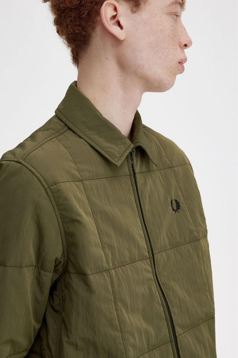 Fred Perry Quiltad Skjorta Herr Gröna | SSENY98609