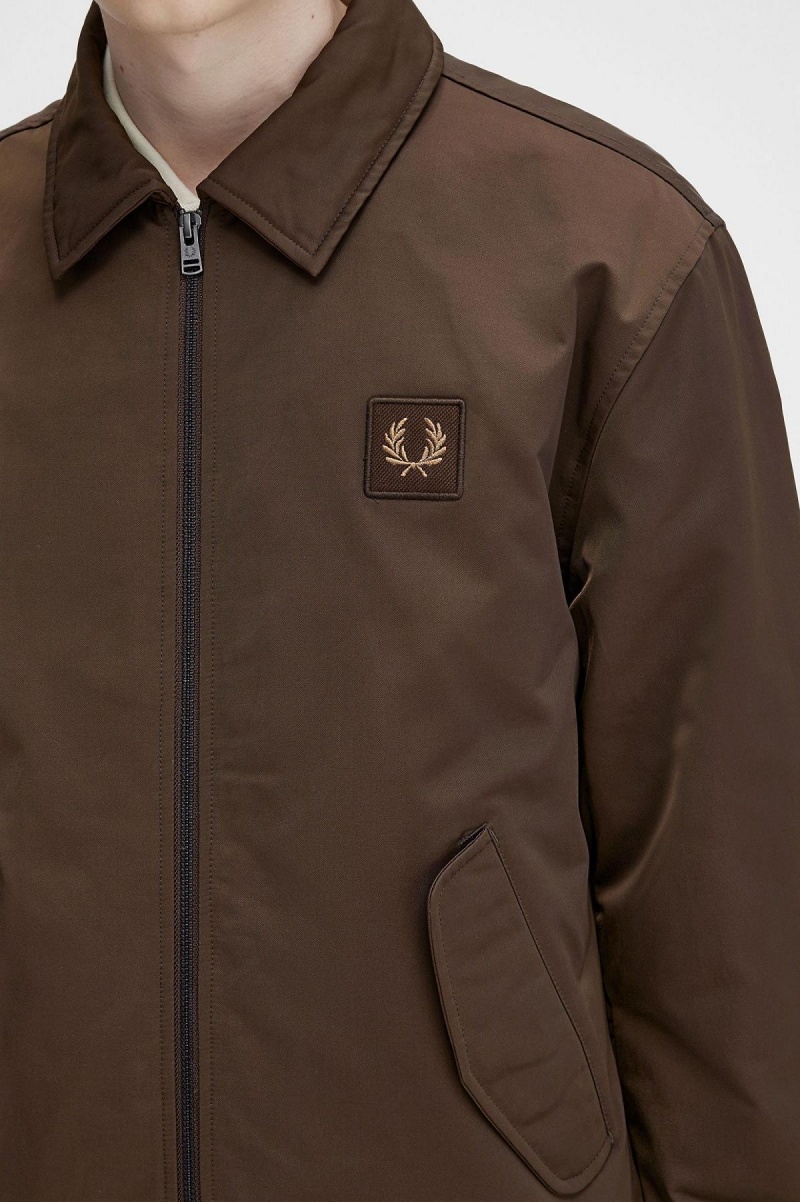 Fred Perry Quiltad Zip Through Rockar Herr Burnt Tobacco | SEQAV77086