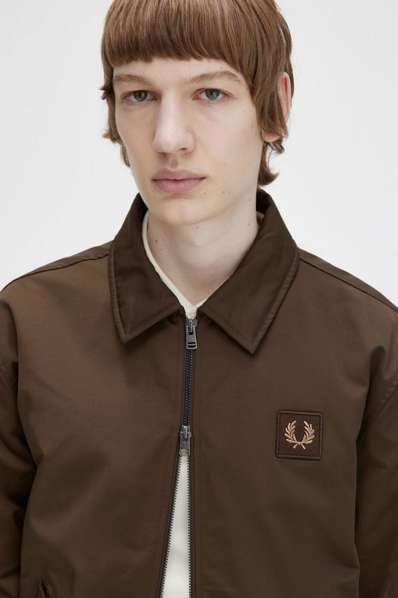 Fred Perry Quiltad Zip Through Rockar Herr Burnt Tobacco | SEQAV77086