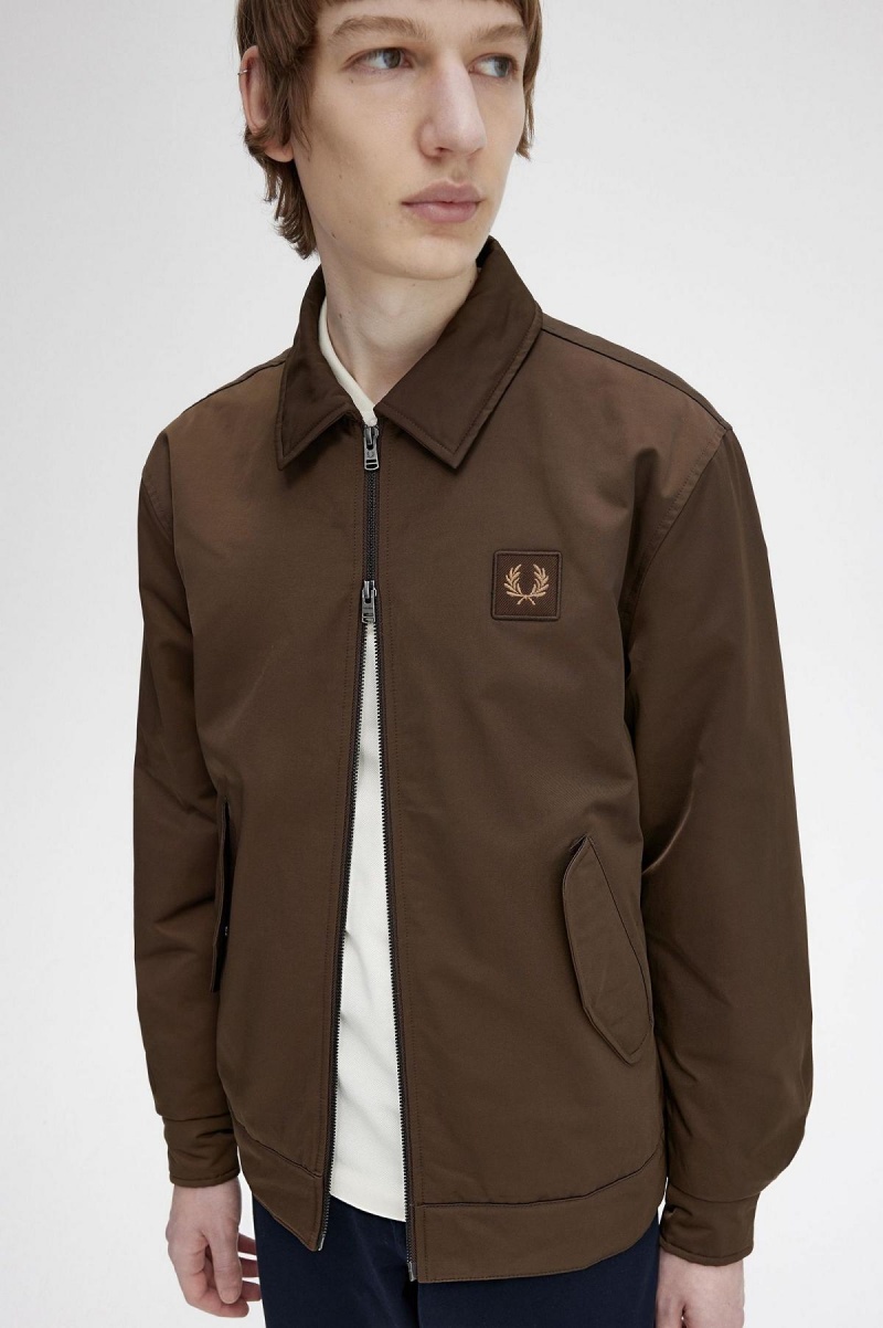 Fred Perry Quiltad Zip Through Rockar Herr Burnt Tobacco | SEQAV77086