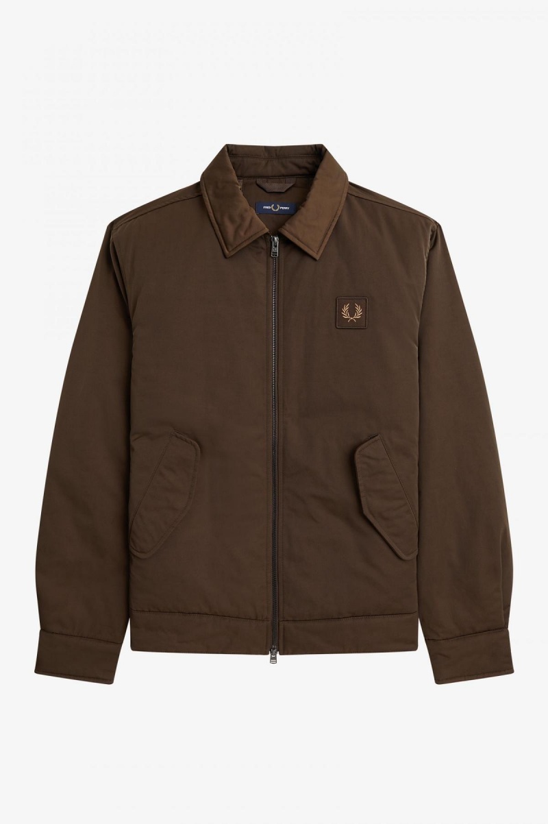 Fred Perry Quiltad Zip Through Rockar Herr Burnt Tobacco | SEQAV77086