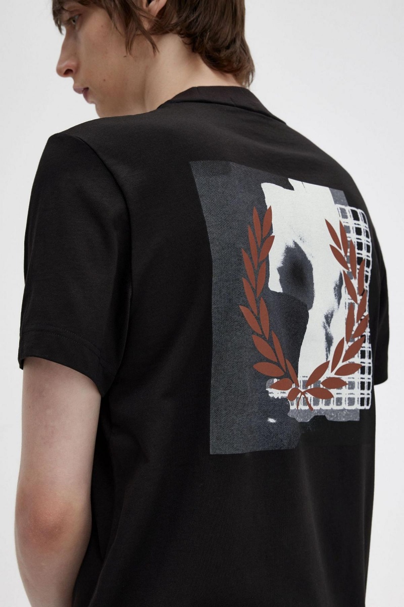 Fred Perry Rave Tryck T-shirt Herr Svarta | USETG92126