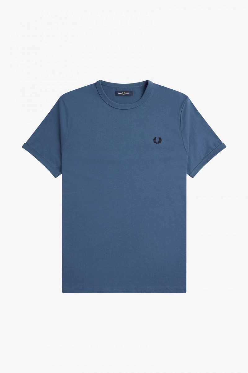 Fred Perry Ringer T-shirt Herr Blå | QSEUV94143