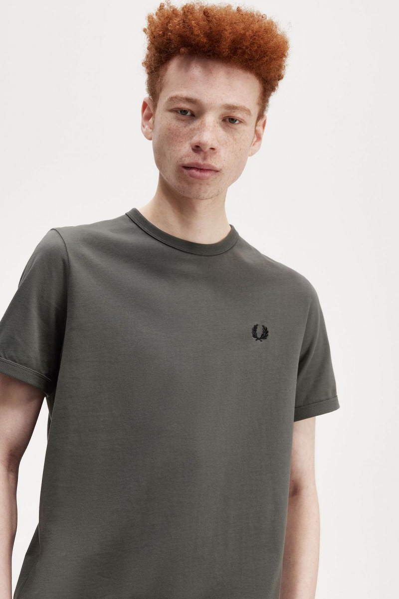 Fred Perry Ringer T-shirt Herr Gröna | PSEQX88070