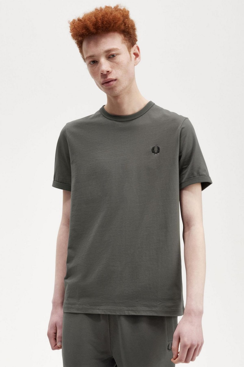 Fred Perry Ringer T-shirt Herr Gröna | PSEQX88070