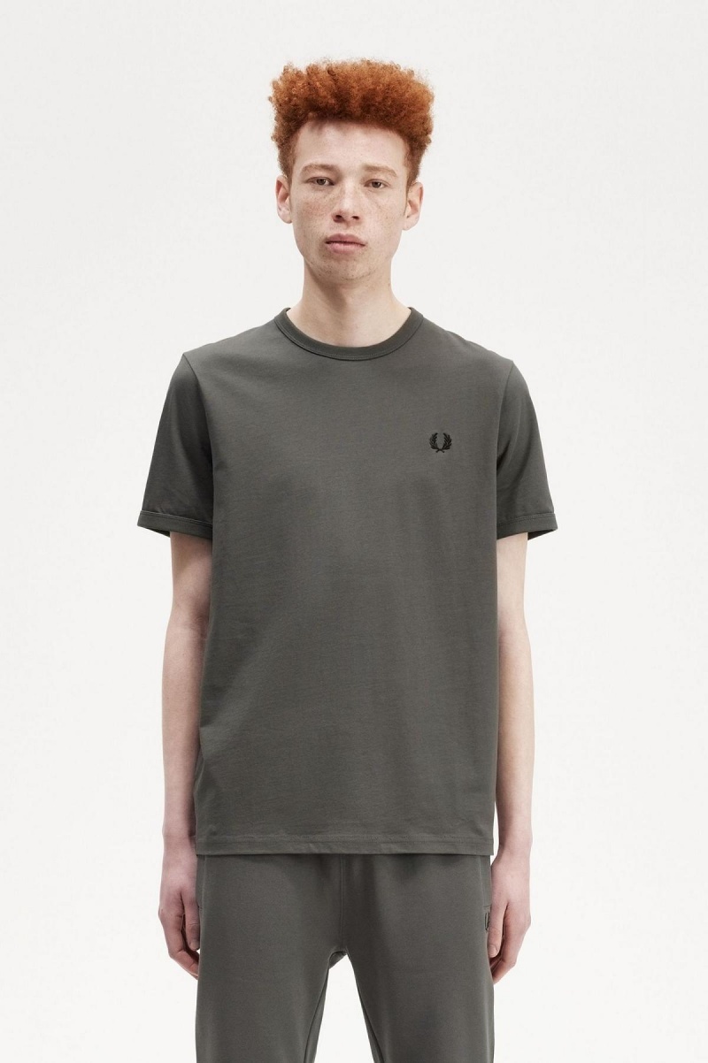 Fred Perry Ringer T-shirt Herr Gröna | PSEQX88070