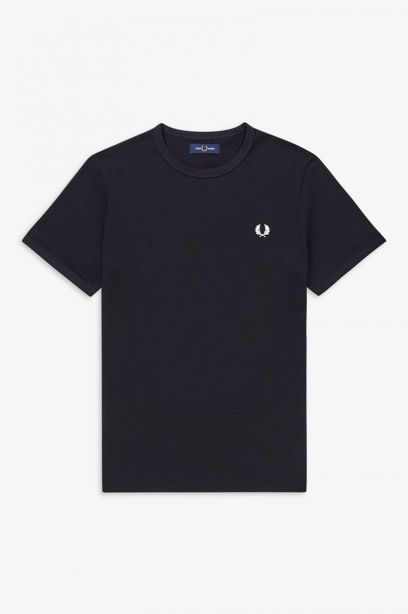 Fred Perry Ringer T-shirt Herr Marinblå | MSEFT81813