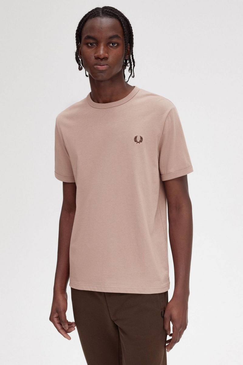 Fred Perry Ringer T-shirt Herr Mörkrosa | SEEAH34555