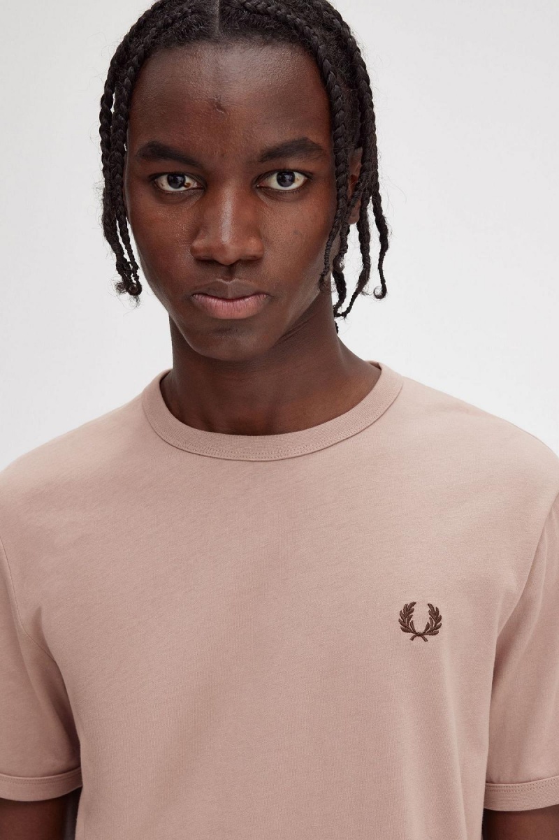 Fred Perry Ringer T-shirt Herr Mörkrosa | SEEAH34555