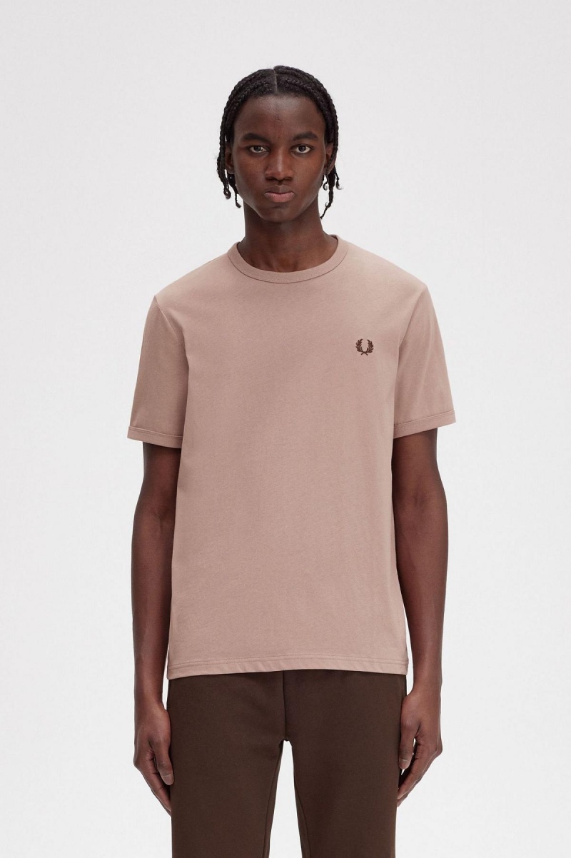 Fred Perry Ringer T-shirt Herr Mörkrosa | SEEAH34555