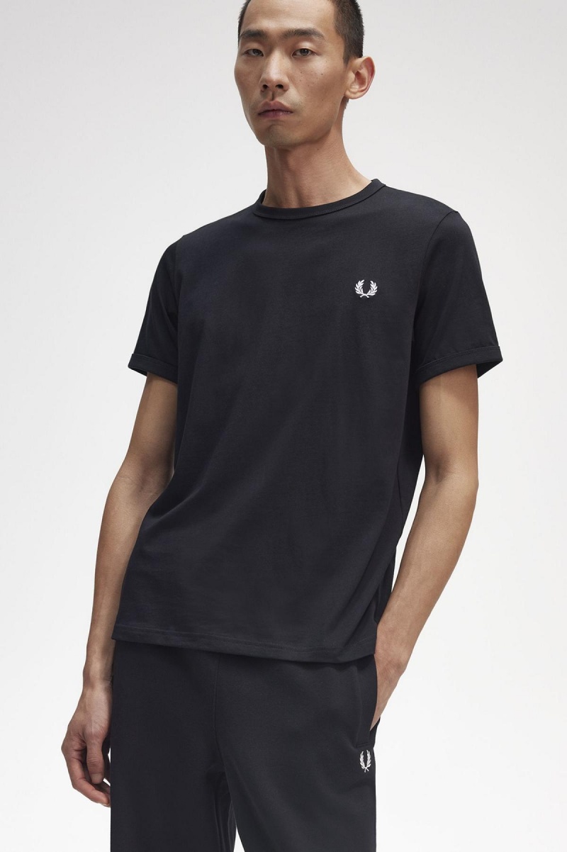 Fred Perry Ringer T-shirt Herr Svarta | LSESX26896