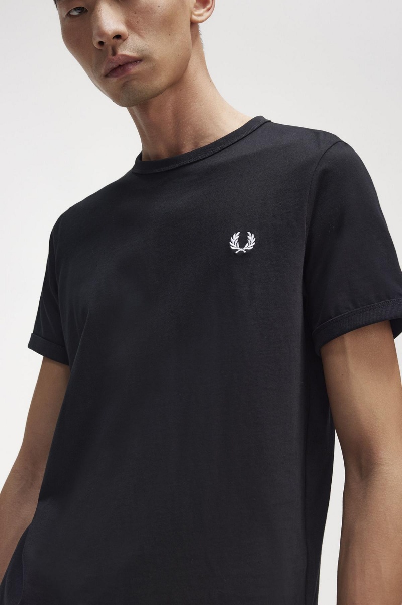 Fred Perry Ringer T-shirt Herr Svarta | LSESX26896