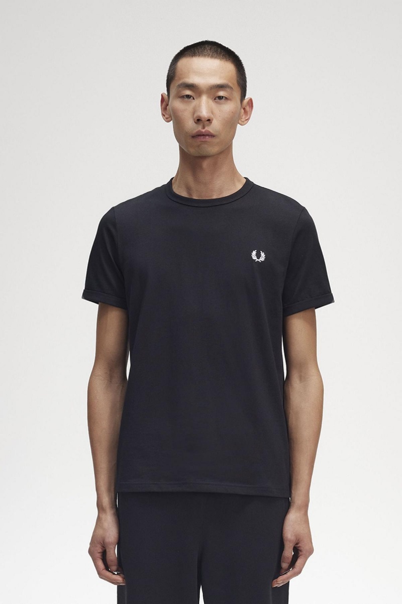 Fred Perry Ringer T-shirt Herr Svarta | LSESX26896