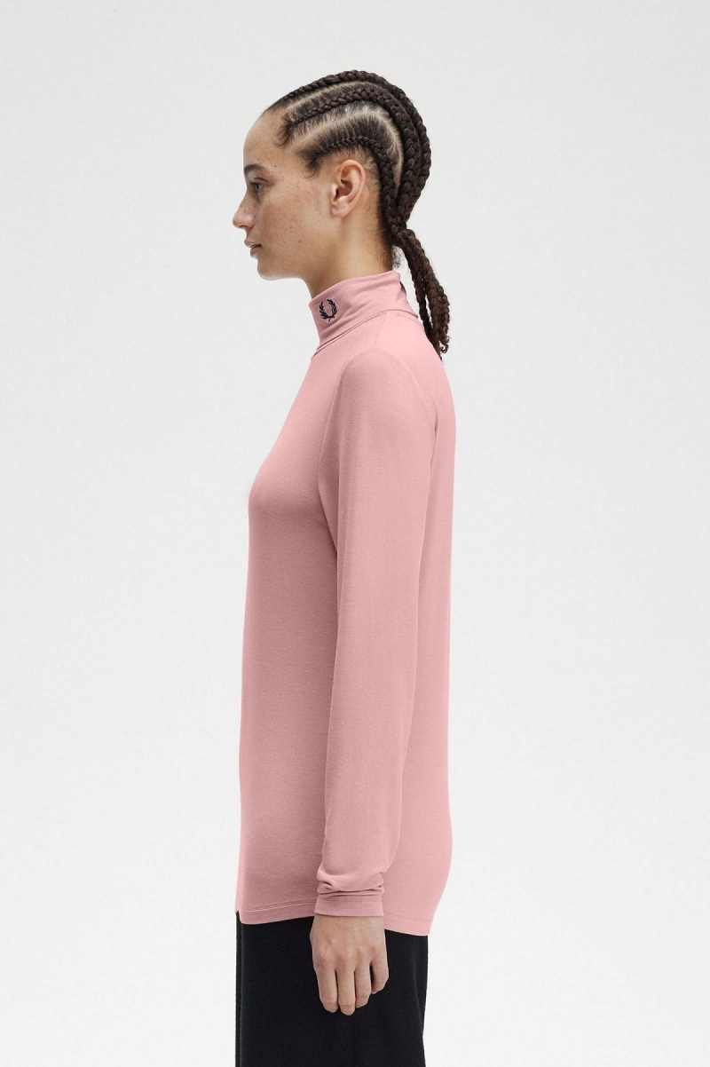 Fred Perry Roll Neck Top T-shirt Dam Rosa Rosa | SEZPD22290