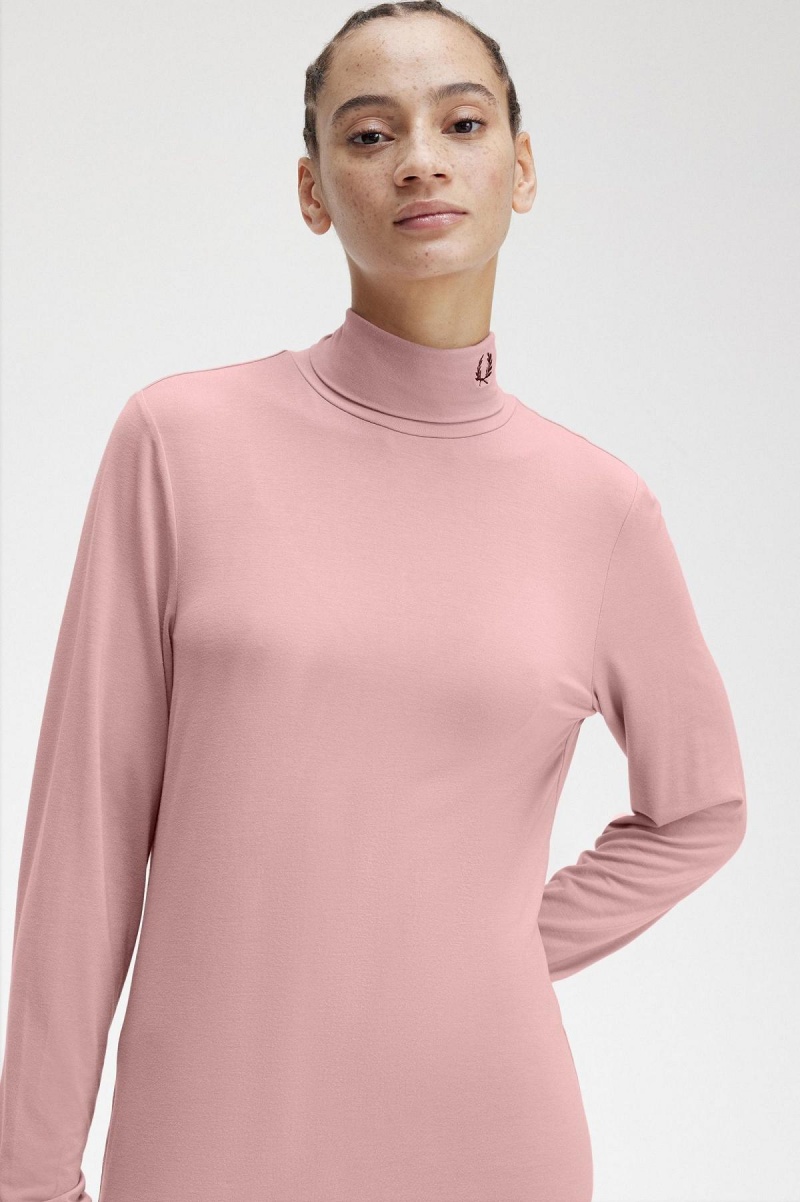 Fred Perry Roll Neck Top T-shirt Dam Rosa Rosa | SEZPD22290