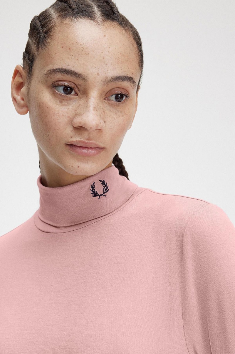 Fred Perry Roll Neck Top T-shirt Dam Rosa Rosa | SEZPD22290