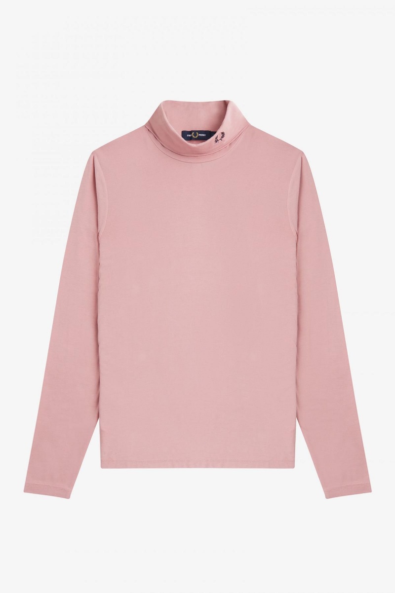 Fred Perry Roll Neck Top T-shirt Dam Rosa Rosa | SEZPD22290