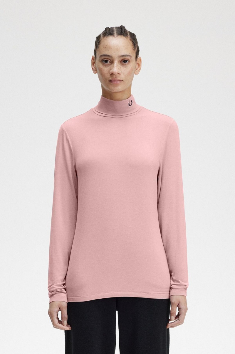 Fred Perry Roll Neck Top T-shirt Dam Rosa Rosa | SEZPD22290