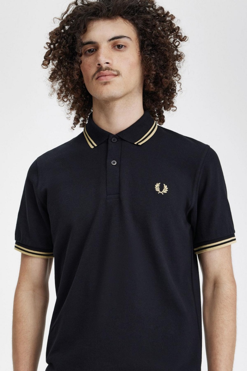 Fred Perry Shanghai M12 Piketröja Herr Svarta | YSEGT98492