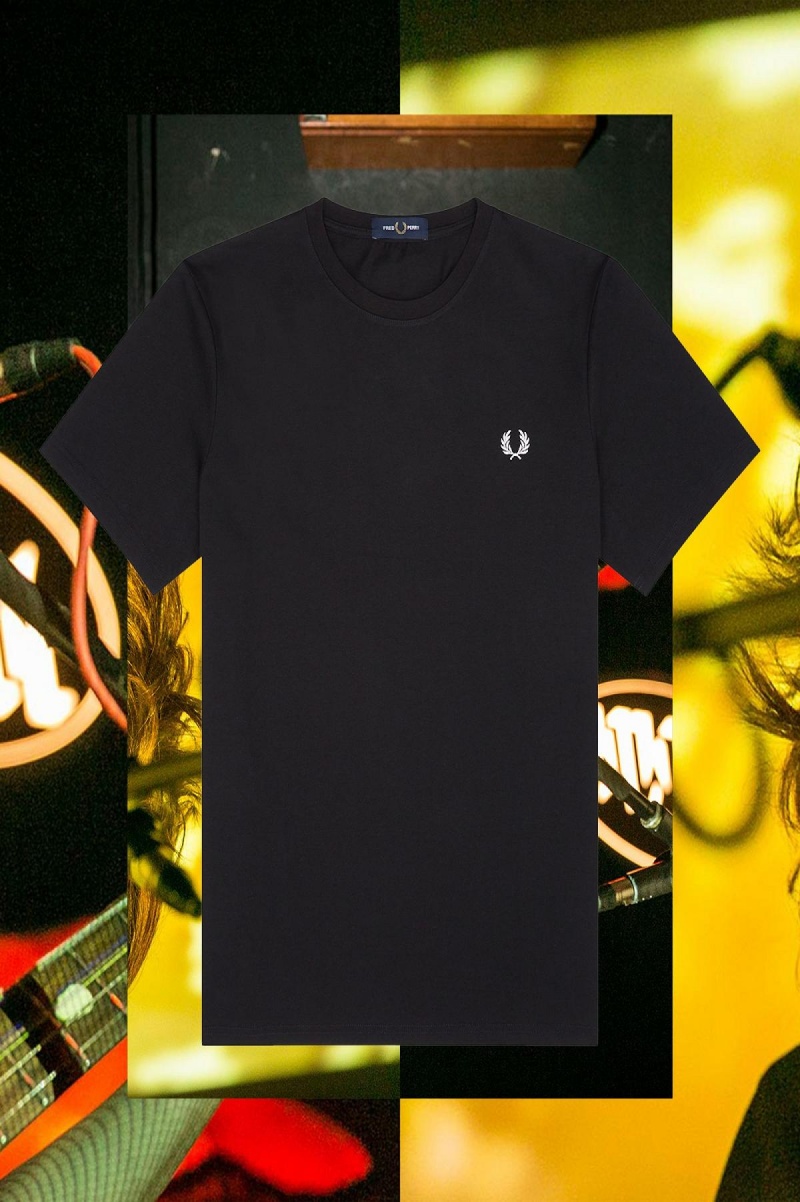 Fred Perry Stockholm Ringer T-shirt Herr Svarta | GSEUC73599