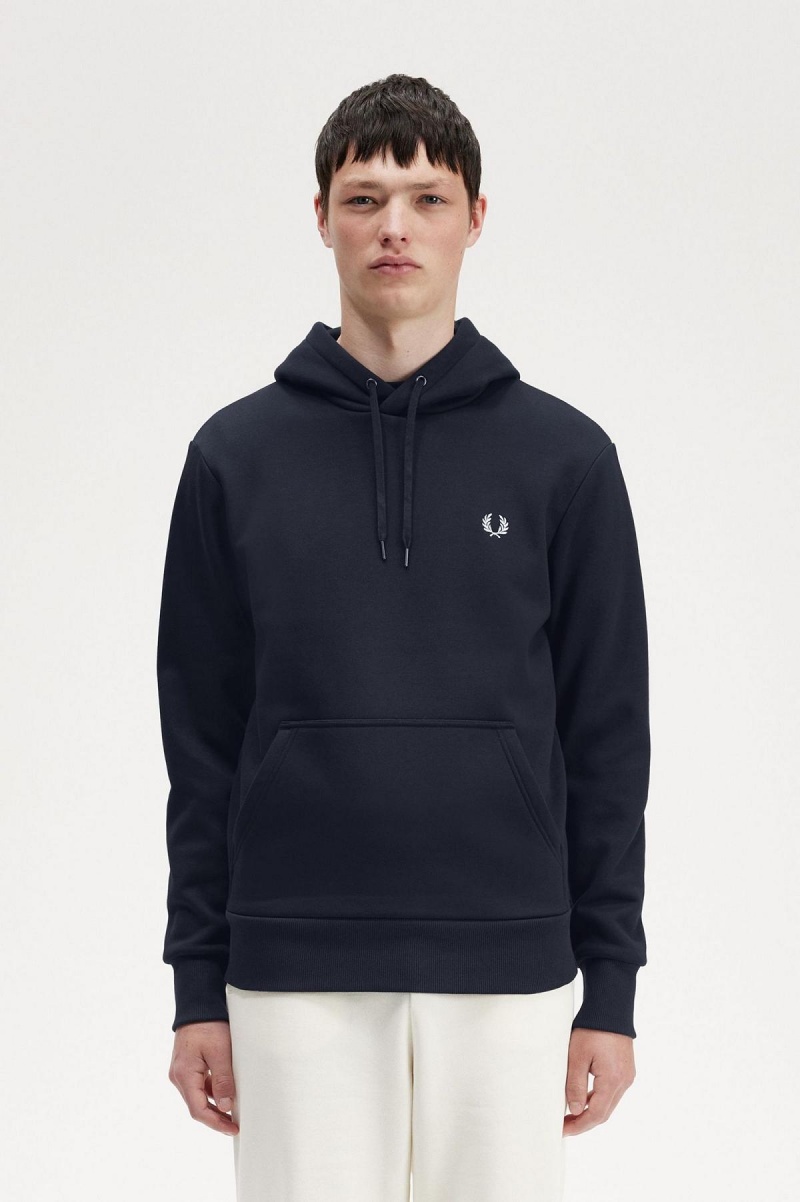 Fred Perry Tape Detail Hooded Tröjor Herr Marinblå | SEXBR50567