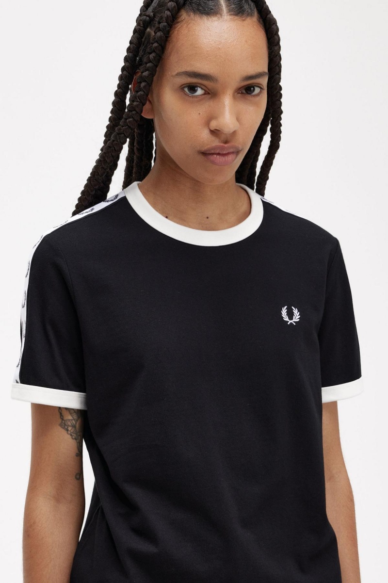 Fred Perry Taped Ringer T-shirt Dam Svarta | SEJBT21779