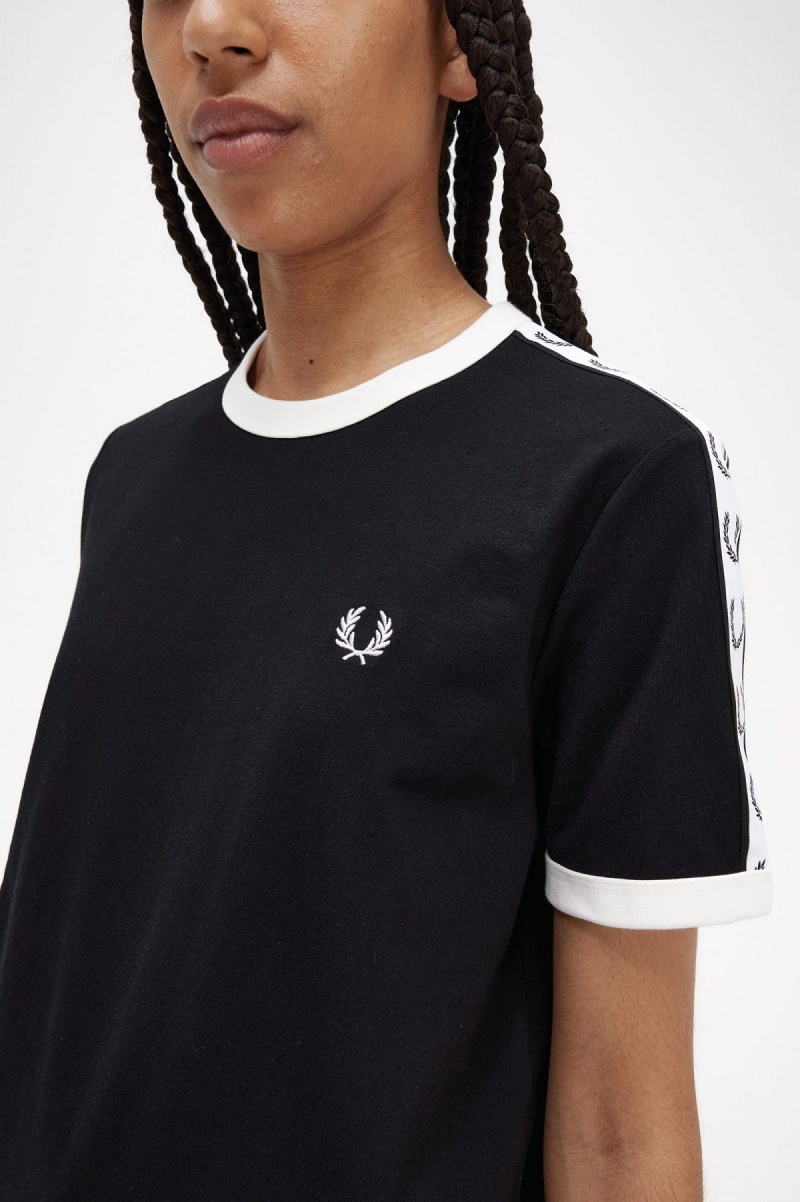 Fred Perry Taped Ringer T-shirt Dam Svarta | SEJBT21779