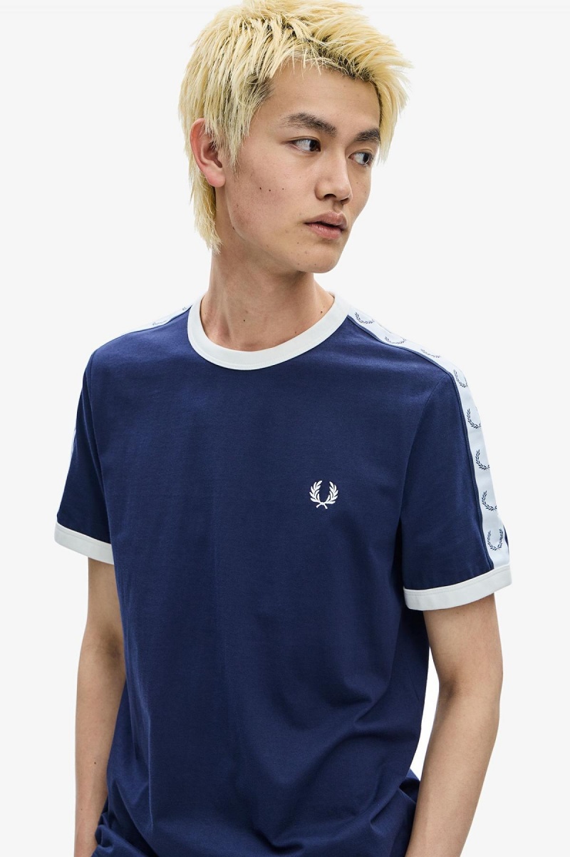 Fred Perry Taped Ringer T-shirt Herr Blå | SEDYB36664