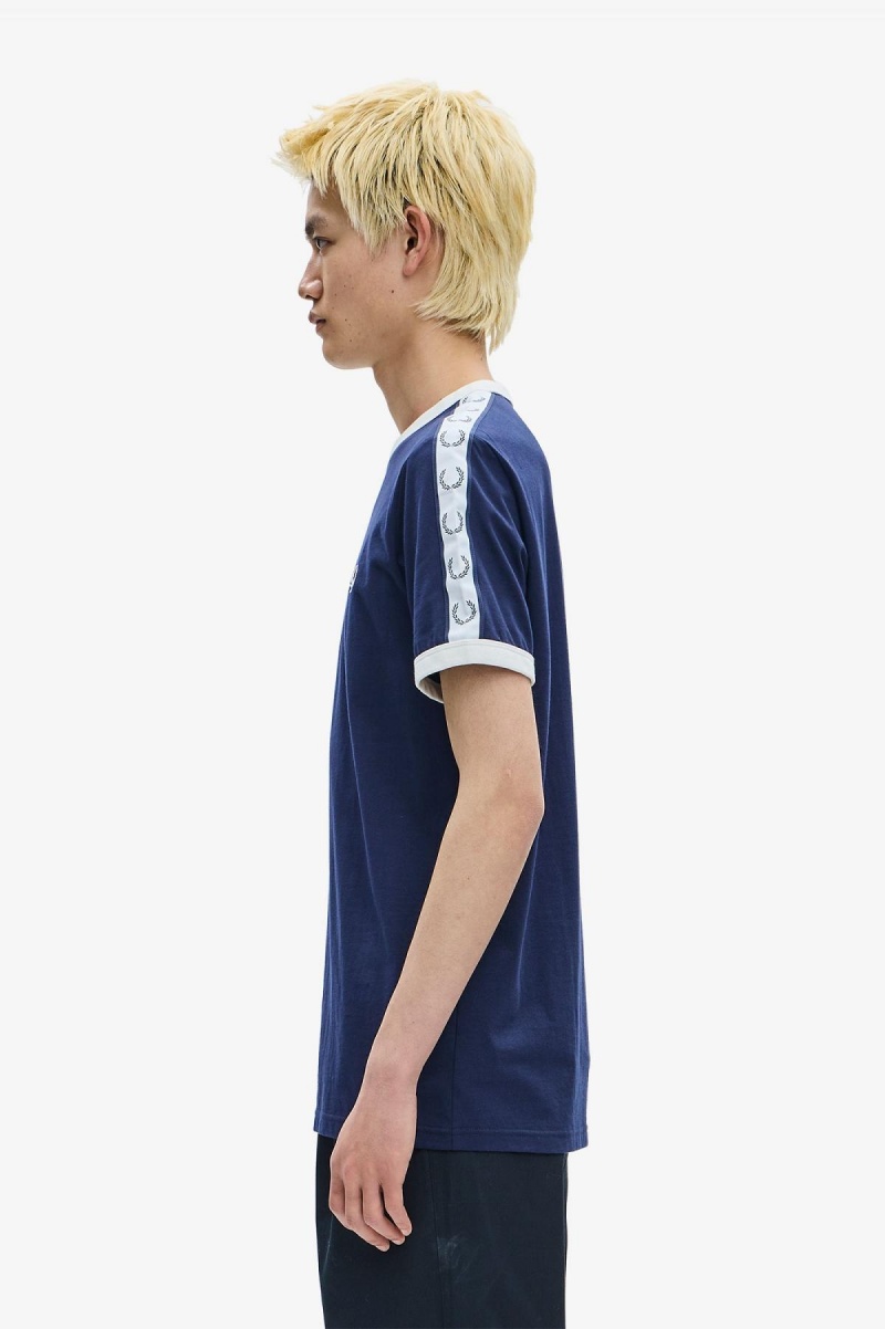 Fred Perry Taped Ringer T-shirt Herr Blå | SEDYB36664