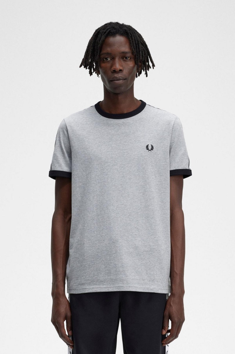 Fred Perry Taped Ringer T-shirt Herr Steel Marl | BSESD85254