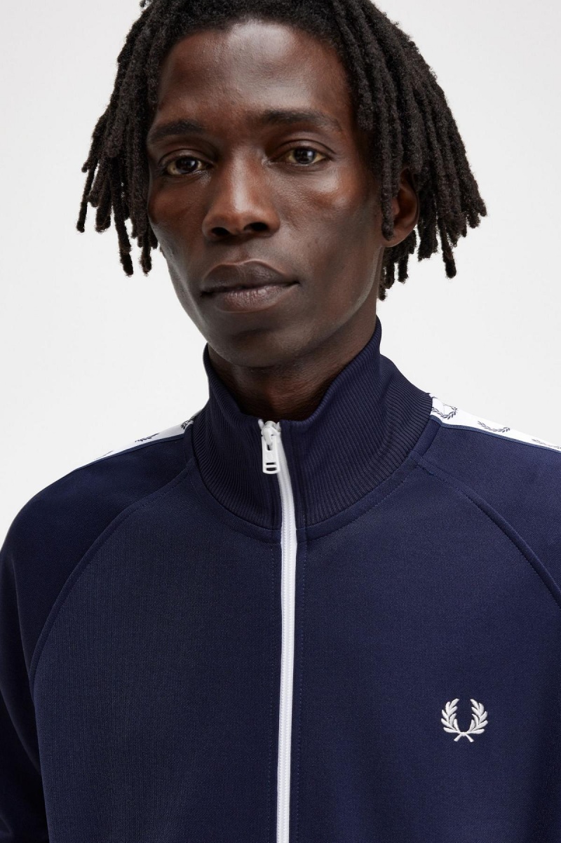 Fred Perry Taped Track Jacket Träningsoverall Herr Blå | GSEUC78424