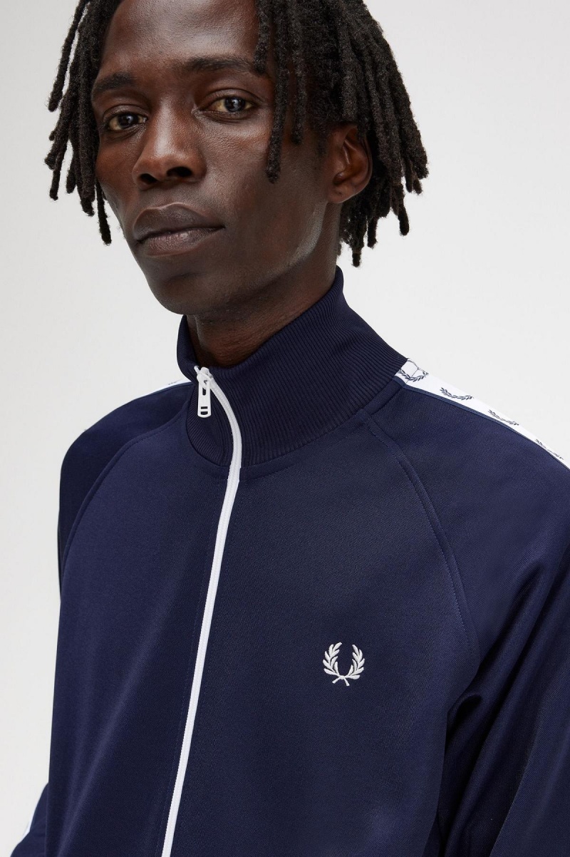 Fred Perry Taped Track Jacket Träningsoverall Herr Blå | GSEUC78424