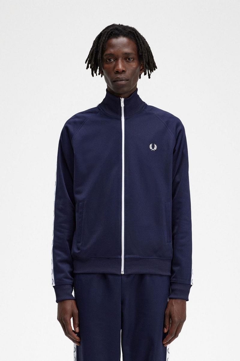 Fred Perry Taped Track Jacket Träningsoverall Herr Blå | GSEUC78424