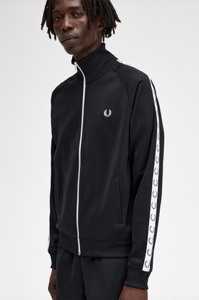 Fred Perry Taped Track Jacket Träningsoverall Herr Svarta | SEZDE68211