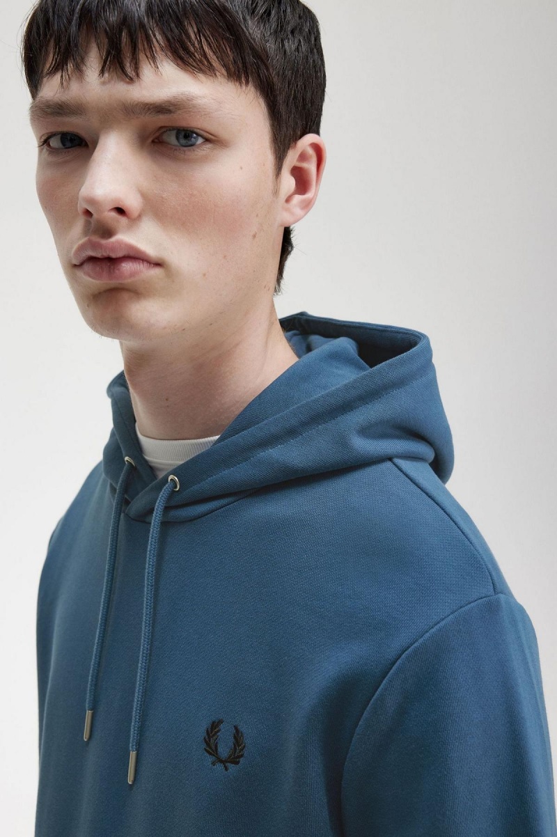 Fred Perry Tipped Hooded Sweatshirt Träningsoverall Herr Blå | ASEDF42696