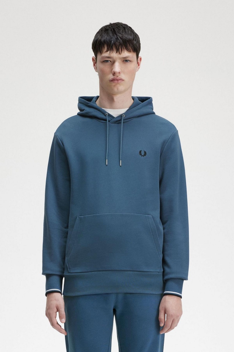 Fred Perry Tipped Hooded Tröjor Herr Blå | SEEAH93945