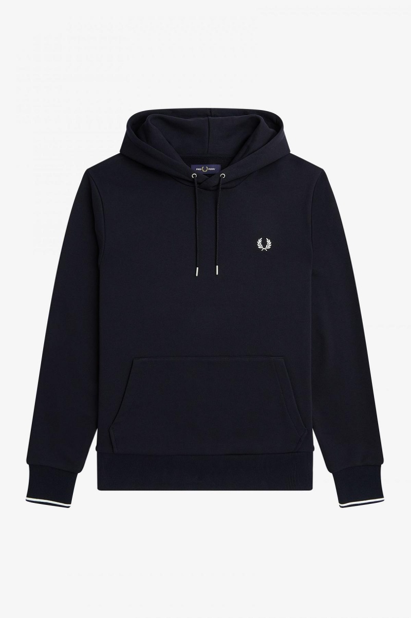 Fred Perry Tipped Hooded Tröjor Herr Marinblå | SEXMI24380