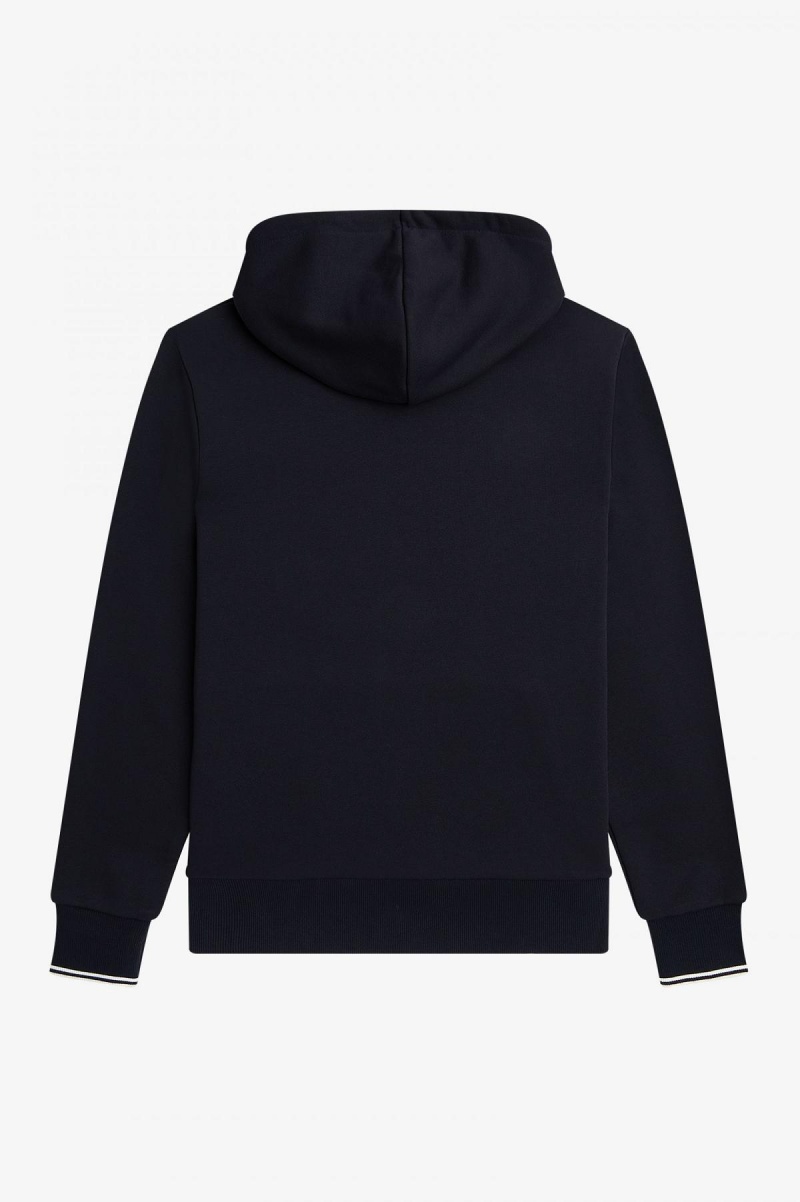 Fred Perry Tipped Hooded Tröjor Herr Marinblå | SEXMI24380