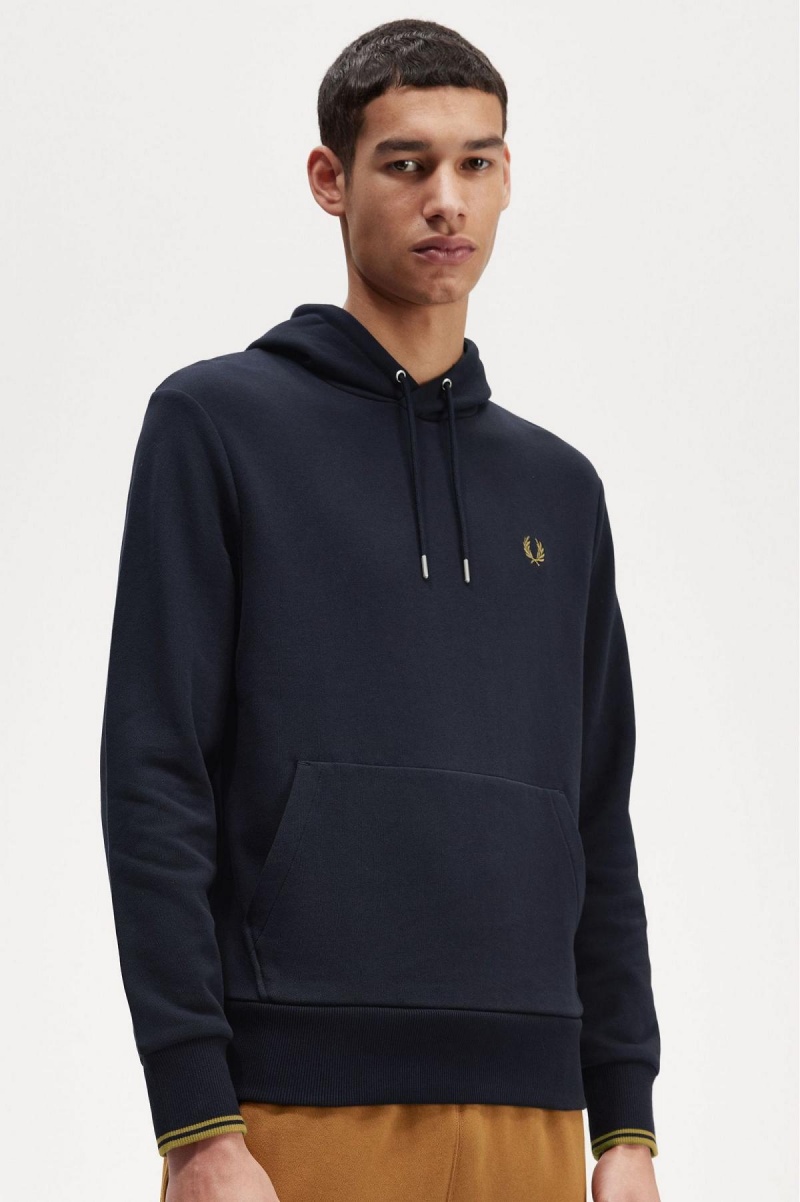 Fred Perry Tipped Hooded Tröjor Herr Marinblå Mörk | SEEAH32422