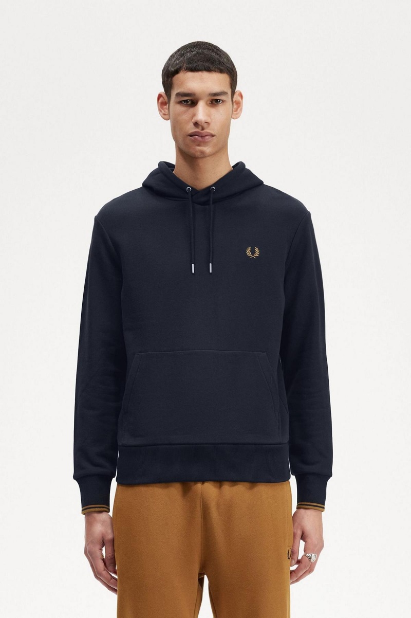 Fred Perry Tipped Hooded Tröjor Herr Marinblå Mörk | SEEAH32422