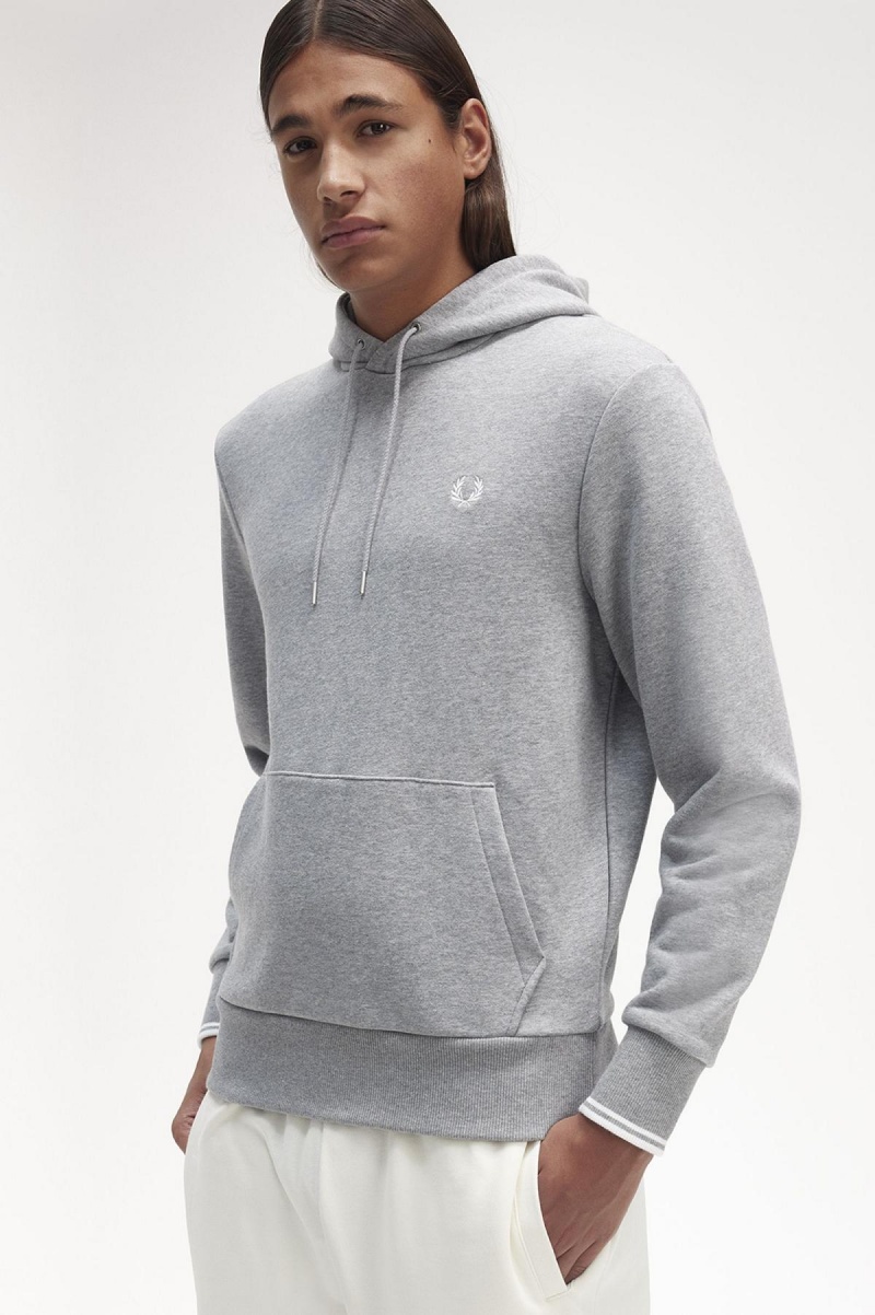 Fred Perry Tipped Hooded Tröjor Herr Steel Marl | DSEVO17761