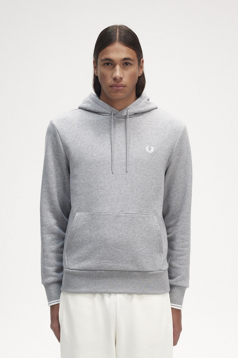 Fred Perry Tipped Hooded Tröjor Herr Steel Marl | DSEVO17761