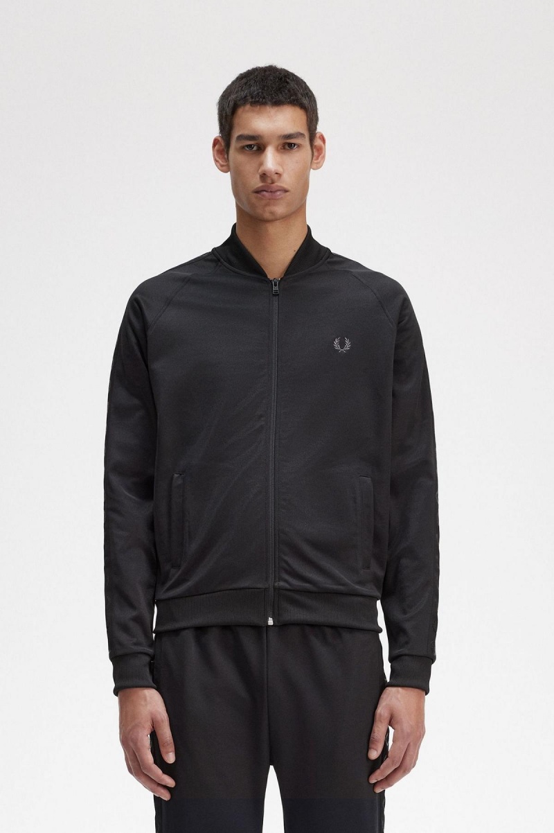 Fred Perry Tonal Tape Track Jacket Träningsoverall Herr Svarta | QSEUV91655