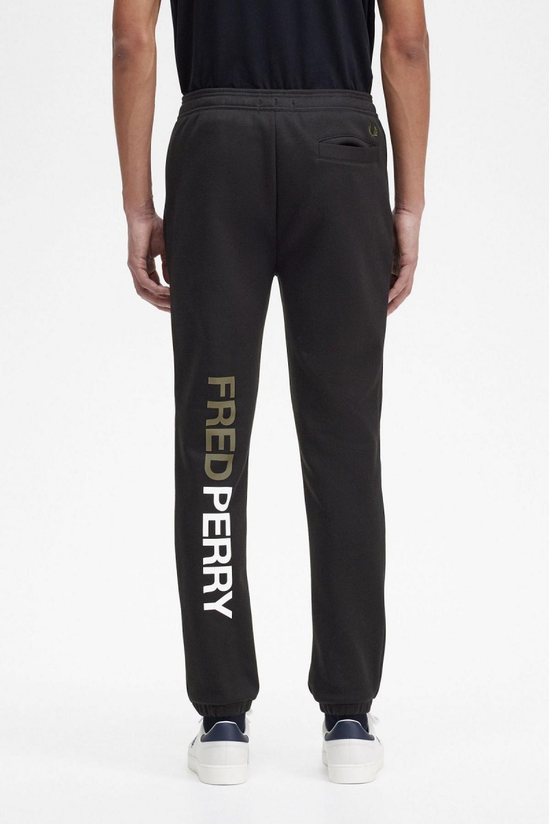 Fred Perry Tryck Branding Sweatpants Långbyxor Herr Svarta | SEJKU16048