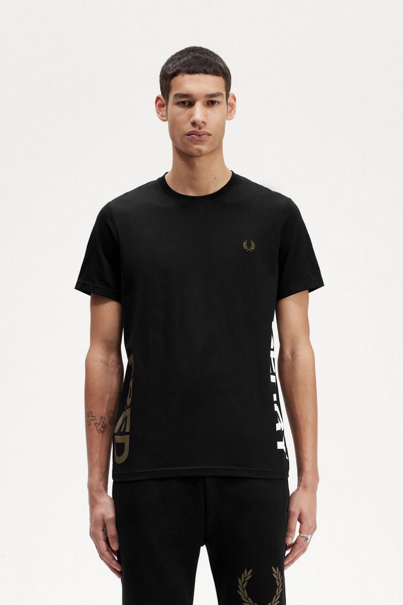 Fred Perry Tryck Branding T-shirt Herr Svarta | SSEVO98663